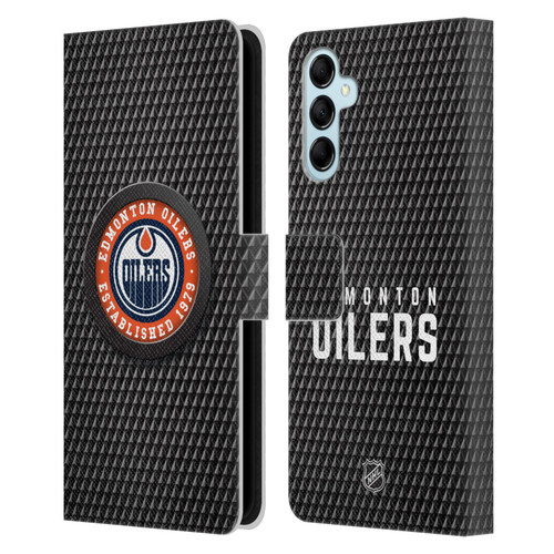 NHL Edmonton Oilers Puck Texture Leather Book Wallet Case Cover For Samsung Galaxy M14 5G