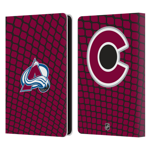 NHL Colorado Avalanche Net Pattern Leather Book Wallet Case Cover For Amazon Kindle Paperwhite 5 (2021)