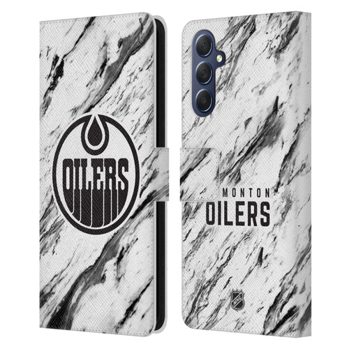 NHL Edmonton Oilers Marble Leather Book Wallet Case Cover For Samsung Galaxy M54 5G