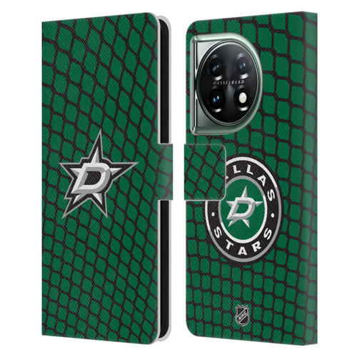 NHL Dallas Stars Net Pattern Leather Book Wallet Case Cover For OnePlus 11 5G