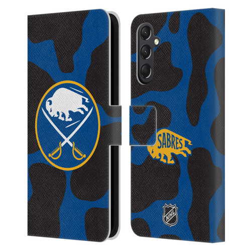 NHL Buffalo Sabres Cow Pattern Leather Book Wallet Case Cover For Samsung Galaxy A24 4G / M34 5G