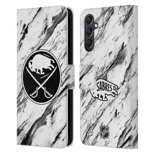 NHL Buffalo Sabres Marble Leather Book Wallet Case Cover For Samsung Galaxy A24 4G / M34 5G