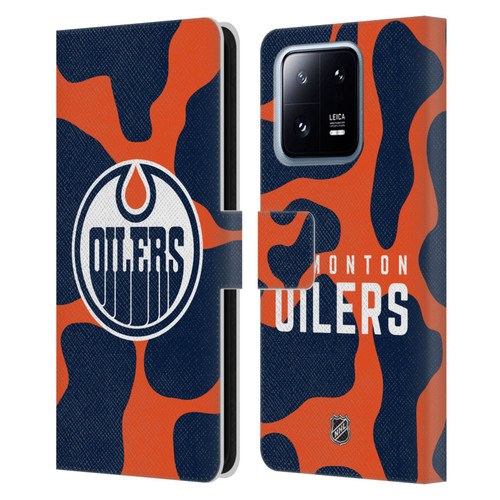 NHL Edmonton Oilers Cow Pattern Leather Book Wallet Case Cover For Xiaomi 13 Pro 5G