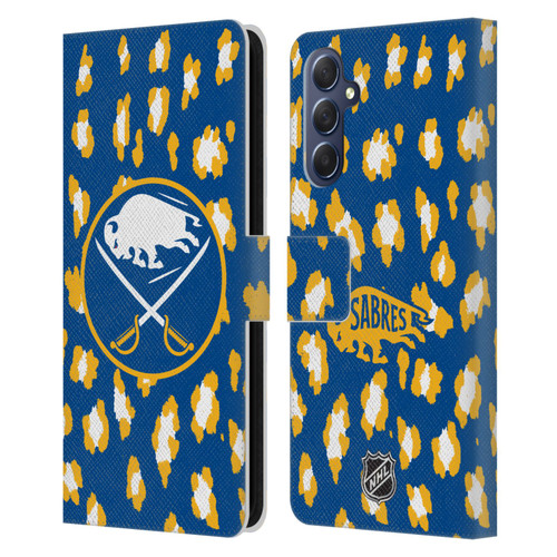 NHL Buffalo Sabres Leopard Patten Leather Book Wallet Case Cover For Samsung Galaxy M54 5G