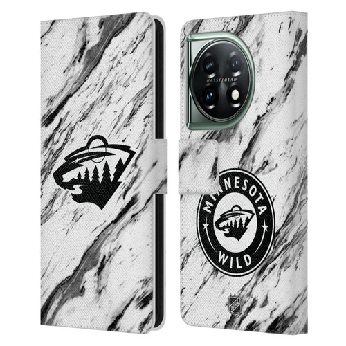 NHL Minnesota Wild Marble Leather Book Wallet Case Cover For OnePlus 11 5G