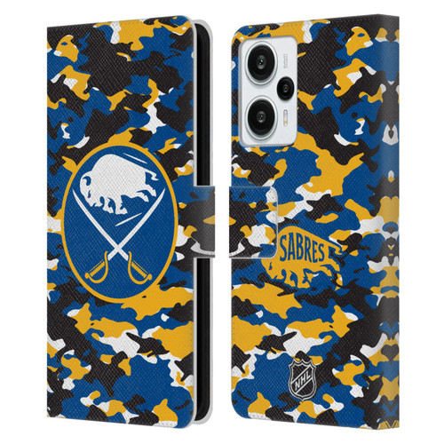 NHL Buffalo Sabres Camouflage Leather Book Wallet Case Cover For Xiaomi Redmi Note 12T
