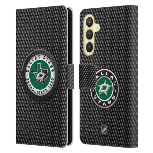 NHL Dallas Stars Puck Texture Leather Book Wallet Case Cover For Samsung Galaxy S23 FE 5G
