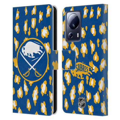 NHL Buffalo Sabres Leopard Patten Leather Book Wallet Case Cover For Xiaomi 13 Lite 5G