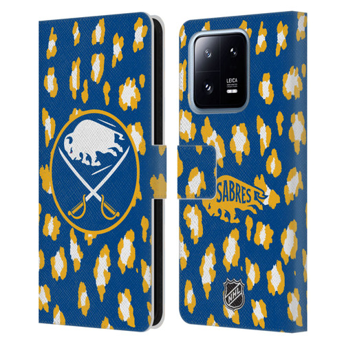 NHL Buffalo Sabres Leopard Patten Leather Book Wallet Case Cover For Xiaomi 13 Pro 5G