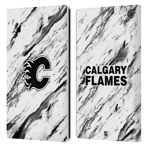 NHL Calgary Flames Marble Leather Book Wallet Case Cover For Amazon Fire Max 11 2023
