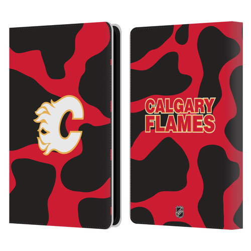 NHL Calgary Flames Cow Pattern Leather Book Wallet Case Cover For Amazon Kindle Paperwhite 5 (2021)