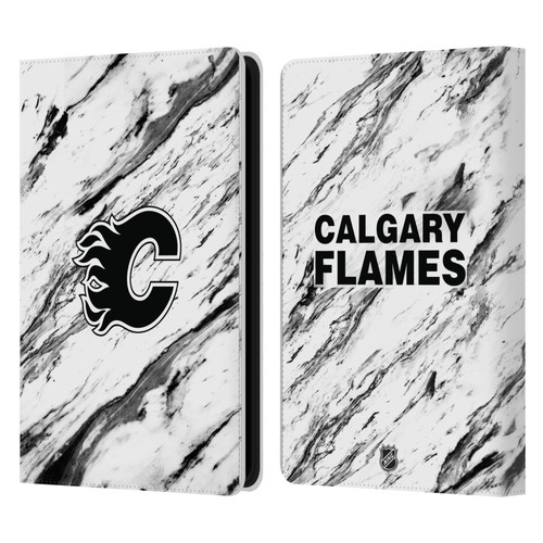 NHL Calgary Flames Marble Leather Book Wallet Case Cover For Amazon Kindle Paperwhite 5 (2021)