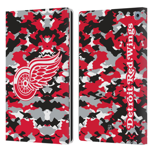 NHL Detroit Red Wings Camouflage Leather Book Wallet Case Cover For Amazon Fire HD 10 / Plus 2021