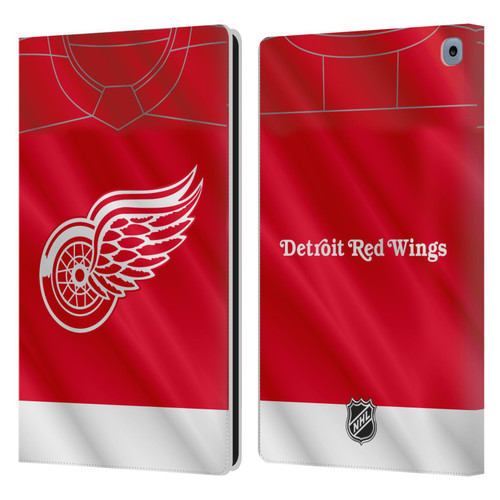 NHL Detroit Red Wings Jersey Leather Book Wallet Case Cover For Amazon Fire HD 10 / Plus 2021