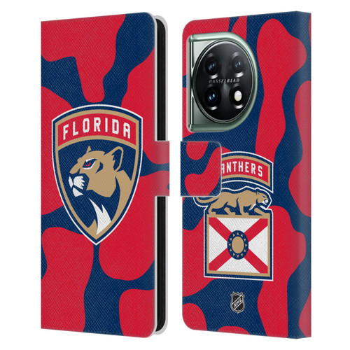 NHL Florida Panthers Cow Pattern Leather Book Wallet Case Cover For OnePlus 11 5G