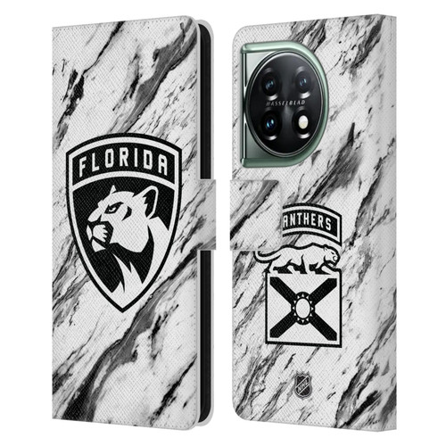 NHL Florida Panthers Marble Leather Book Wallet Case Cover For OnePlus 11 5G