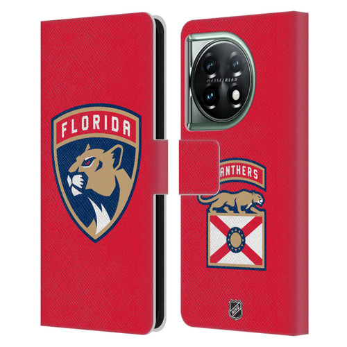 NHL Florida Panthers Plain Leather Book Wallet Case Cover For OnePlus 11 5G