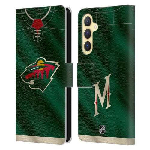 NHL Minnesota Wild Jersey Leather Book Wallet Case Cover For Samsung Galaxy S23 FE 5G