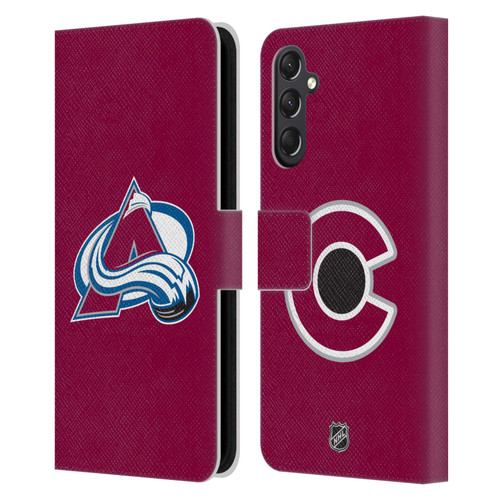 NHL Colorado Avalanche Plain Leather Book Wallet Case Cover For Samsung Galaxy A24 4G / M34 5G