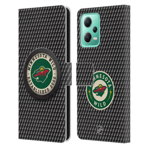 NHL Minnesota Wild Puck Texture Leather Book Wallet Case Cover For Xiaomi Redmi Note 12 5G