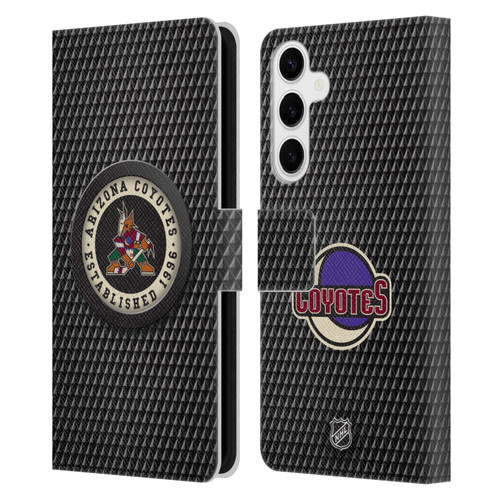 NHL Arizona Coyotes Puck Texture Leather Book Wallet Case Cover For Samsung Galaxy S24+ 5G