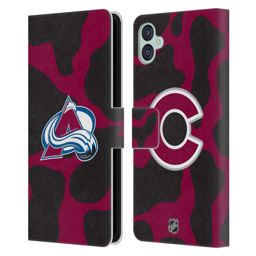 NHL Colorado Avalanche Cow Pattern Leather Book Wallet Case Cover For Samsung Galaxy M04 5G / A04e