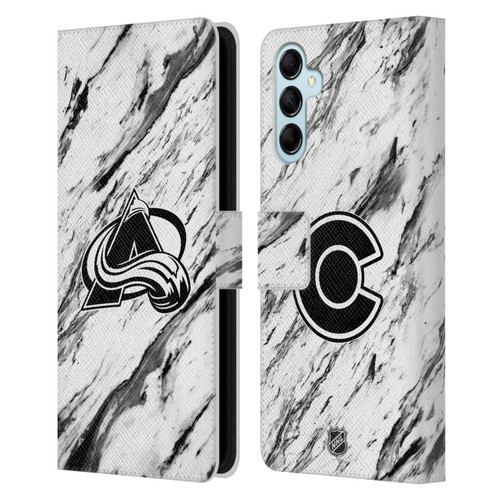 NHL Colorado Avalanche Marble Leather Book Wallet Case Cover For Samsung Galaxy M14 5G