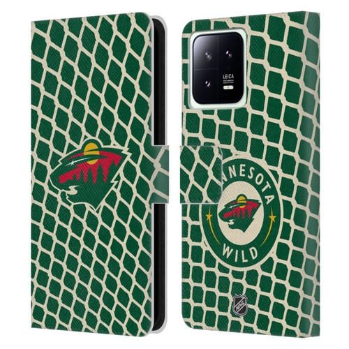 NHL Minnesota Wild Net Pattern Leather Book Wallet Case Cover For Xiaomi 13 5G
