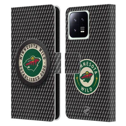 NHL Minnesota Wild Puck Texture Leather Book Wallet Case Cover For Xiaomi 13 5G