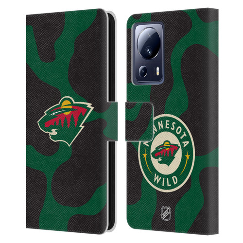 NHL Minnesota Wild Cow Pattern Leather Book Wallet Case Cover For Xiaomi 13 Lite 5G