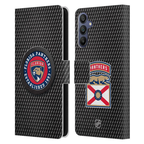 NHL Florida Panthers Puck Texture Leather Book Wallet Case Cover For Samsung Galaxy A15