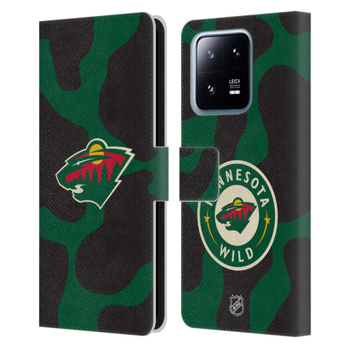 NHL Minnesota Wild Cow Pattern Leather Book Wallet Case Cover For Xiaomi 13 Pro 5G