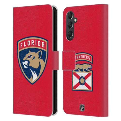 NHL Florida Panthers Plain Leather Book Wallet Case Cover For Samsung Galaxy A24 4G / M34 5G