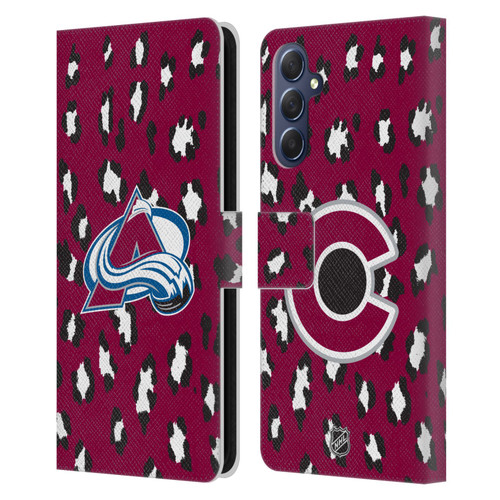 NHL Colorado Avalanche Leopard Patten Leather Book Wallet Case Cover For Samsung Galaxy M54 5G
