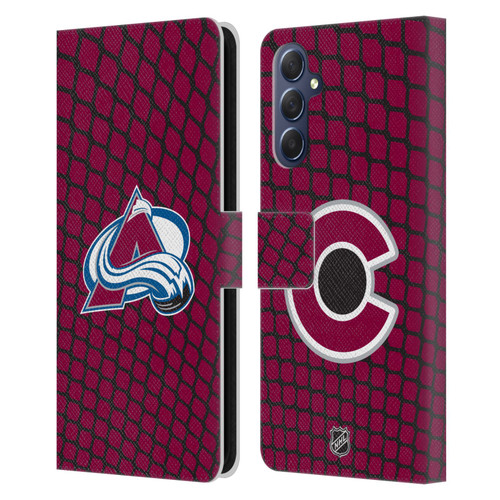 NHL Colorado Avalanche Net Pattern Leather Book Wallet Case Cover For Samsung Galaxy M54 5G