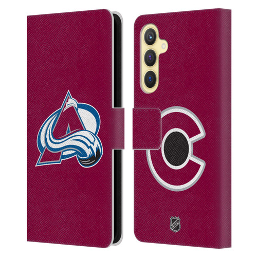 NHL Colorado Avalanche Plain Leather Book Wallet Case Cover For Samsung Galaxy S23 FE 5G