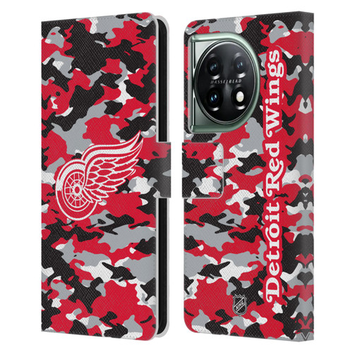 NHL Detroit Red Wings Camouflage Leather Book Wallet Case Cover For OnePlus 11 5G