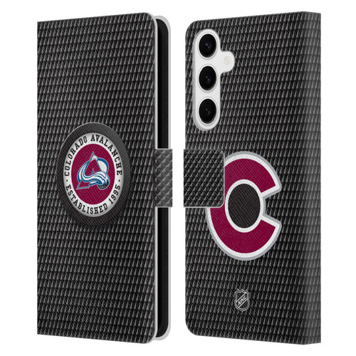 NHL Colorado Avalanche Puck Texture Leather Book Wallet Case Cover For Samsung Galaxy S24+ 5G