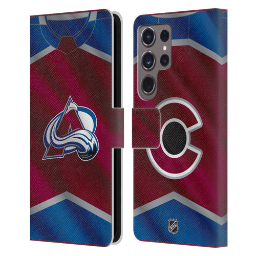 NHL Colorado Avalanche Jersey Leather Book Wallet Case Cover For Samsung Galaxy S24 Ultra 5G