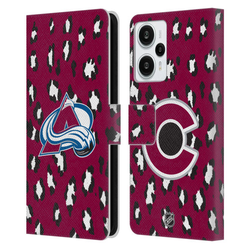 NHL Colorado Avalanche Leopard Patten Leather Book Wallet Case Cover For Xiaomi Redmi Note 12T