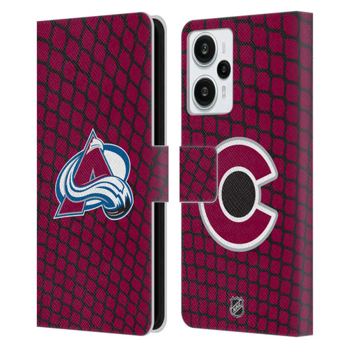NHL Colorado Avalanche Net Pattern Leather Book Wallet Case Cover For Xiaomi Redmi Note 12T