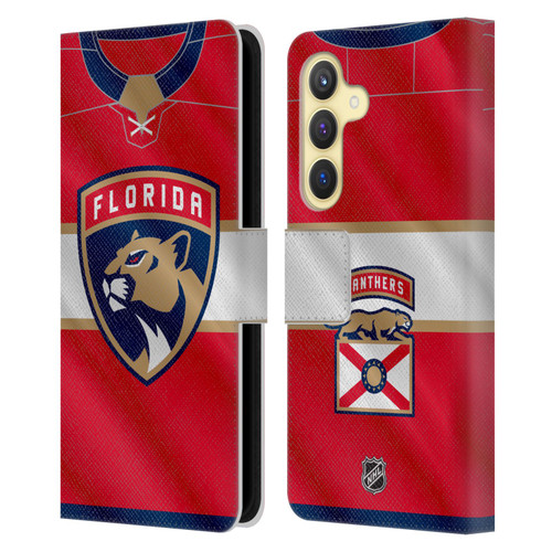 NHL Florida Panthers Jersey Leather Book Wallet Case Cover For Samsung Galaxy S24 5G