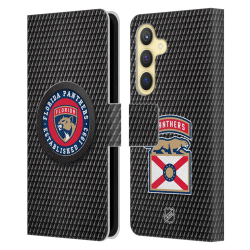 NHL Florida Panthers Puck Texture Leather Book Wallet Case Cover For Samsung Galaxy S24 5G