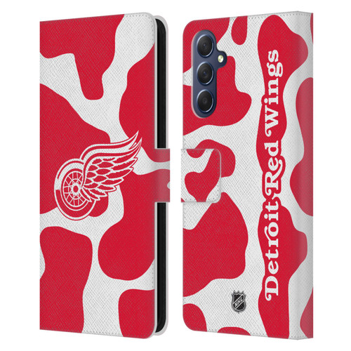 NHL Detroit Red Wings Cow Pattern Leather Book Wallet Case Cover For Samsung Galaxy M54 5G