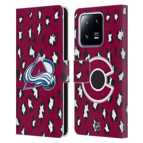 NHL Colorado Avalanche Leopard Patten Leather Book Wallet Case Cover For Xiaomi 13 Pro 5G