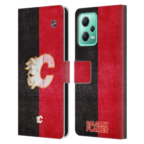 NHL Calgary Flames Half Distressed Leather Book Wallet Case Cover For Xiaomi Redmi Note 12 5G