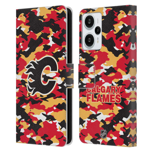 NHL Calgary Flames Camouflage Leather Book Wallet Case Cover For Xiaomi Redmi Note 12T