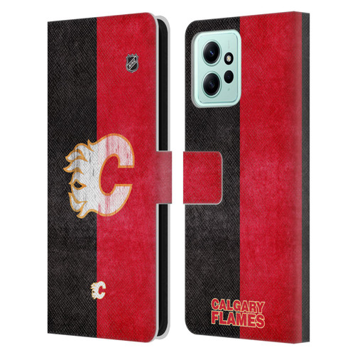 NHL Calgary Flames Half Distressed Leather Book Wallet Case Cover For Xiaomi Redmi 12
