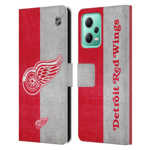 NHL Detroit Red Wings Half Distressed Leather Book Wallet Case Cover For Xiaomi Redmi Note 12 5G