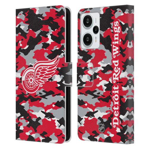 NHL Detroit Red Wings Camouflage Leather Book Wallet Case Cover For Xiaomi Redmi Note 12T